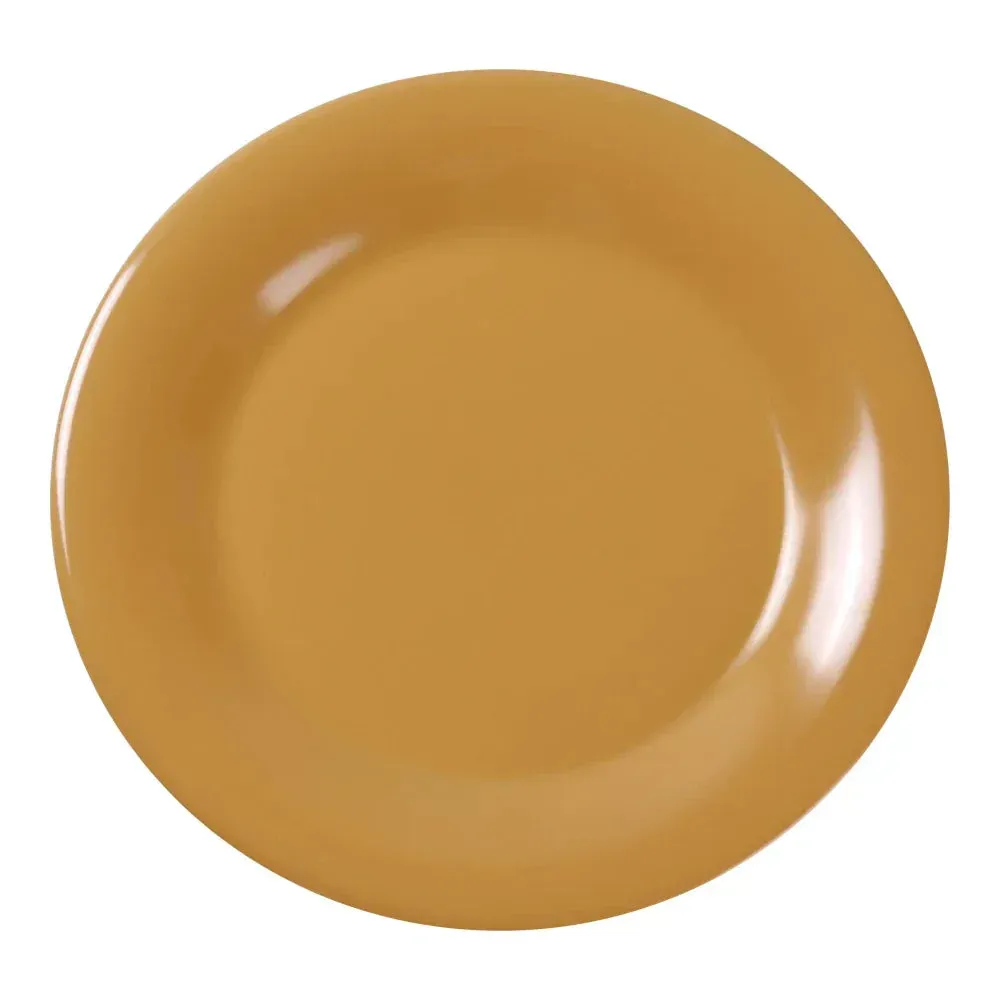Yanco China bright yellow wide rim round melamine plate infuses energy into breakfast and lunch, with cheerful color enhancing appetite and enjoyment.