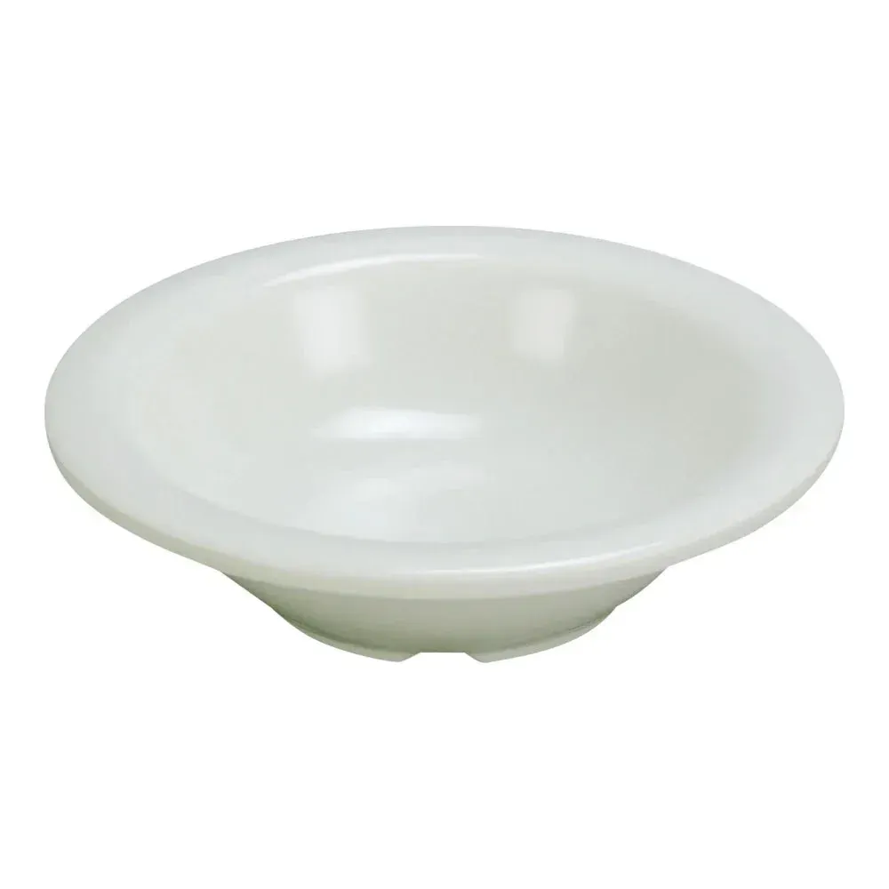 Soft ivory Yanco China melamine salad bowl offers understated elegance, chip-resistant for everyday salads or buffet displays.