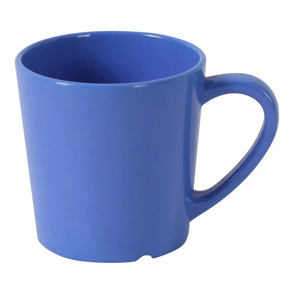 Yanco China blue melamine coffee mugs with smooth finish, designed for coordinated commercial drinkware sets in horeca dining establishments.
