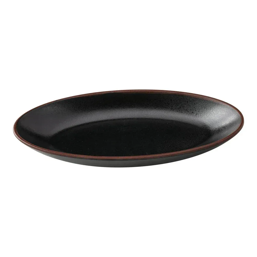 Yanco China black melamine oval dinner plate set with smooth finish, durable build, and stylish look for versatile everyday table use.