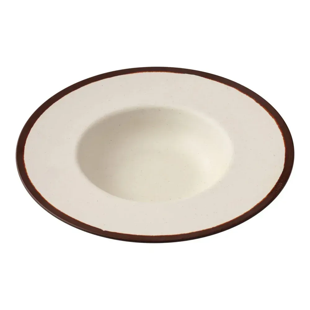 Yanco China white melamine dessert plate with clean rim and lightweight build, ideal for serving pastries, cakes, or light snack portions.