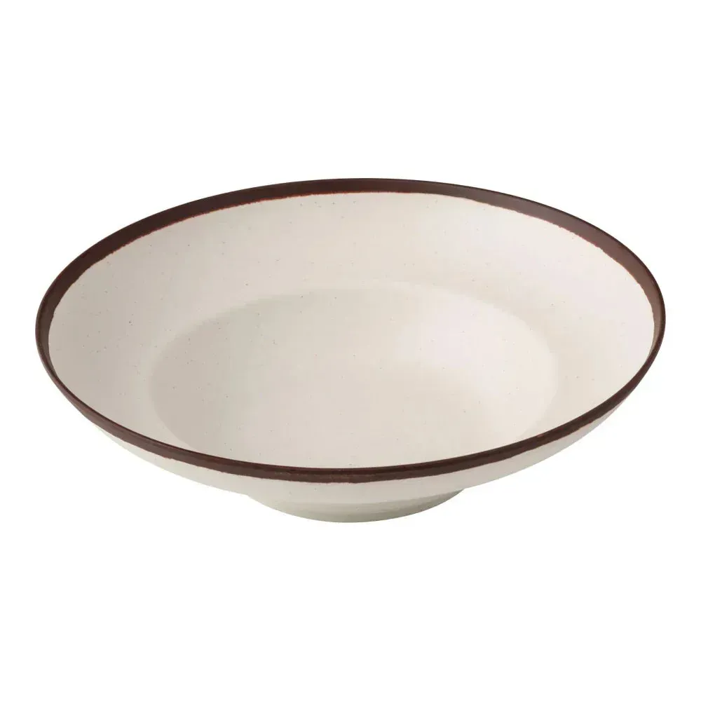 Yanco China white melamine Mediterranean pasta bowl set with smooth finish and durable build, perfect for pasta, salads, or hearty soups.