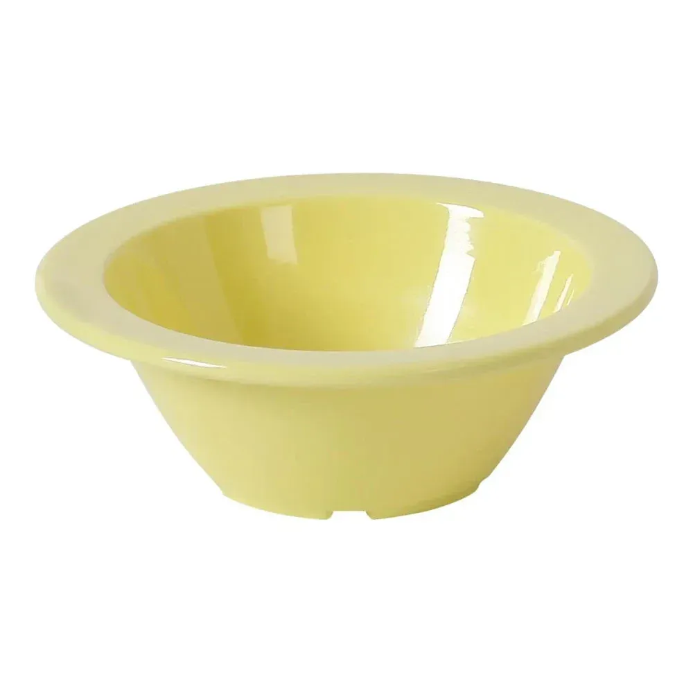 Yanco China yellow melamine fruit bowl vivid color, ideal for serving fresh fruits, snacks, or sides in restaurants, cafes, and catering setups