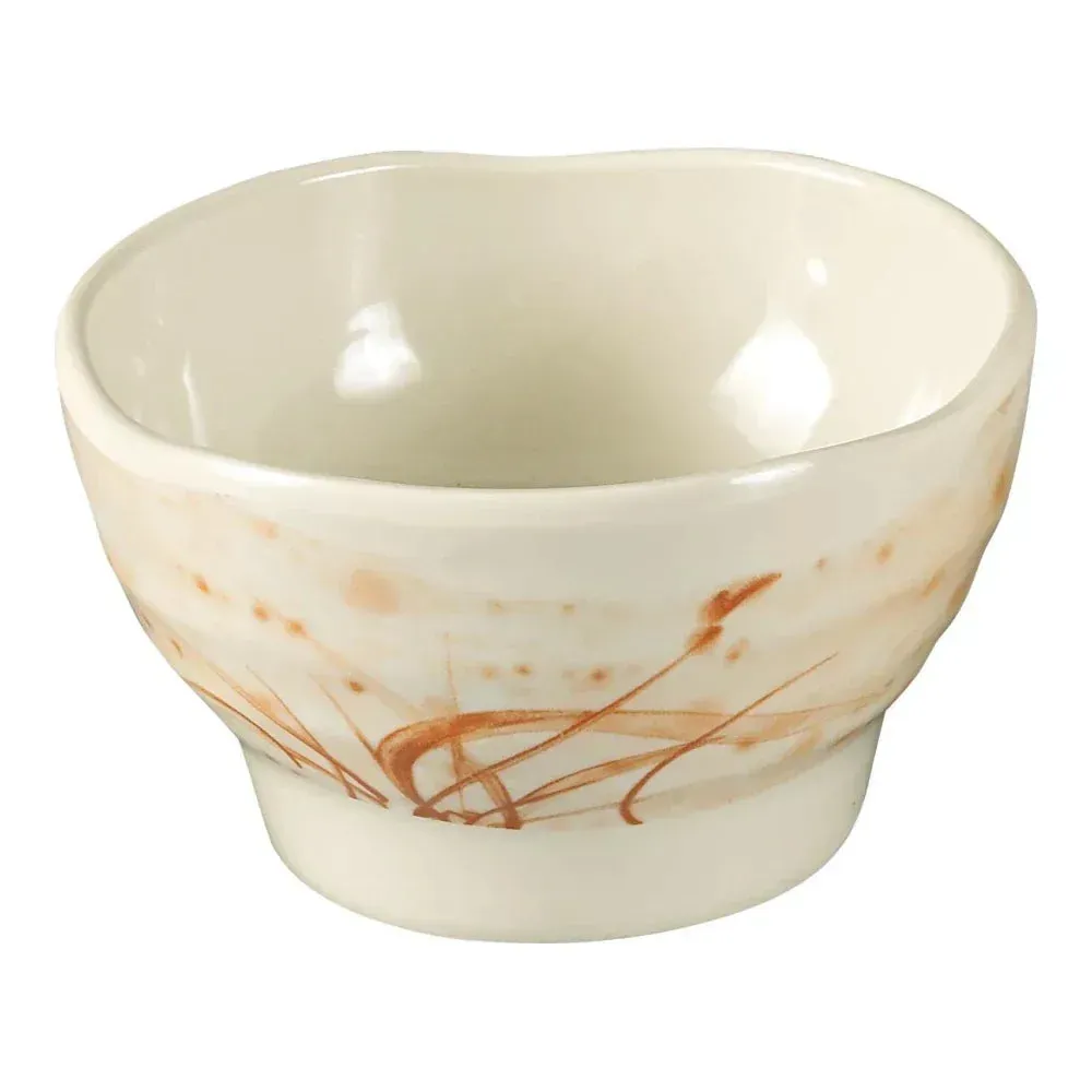 Small melamine rice bowl by Yanco China, perfect for individual servings, a durable, lightweight, and stackable commercial design.