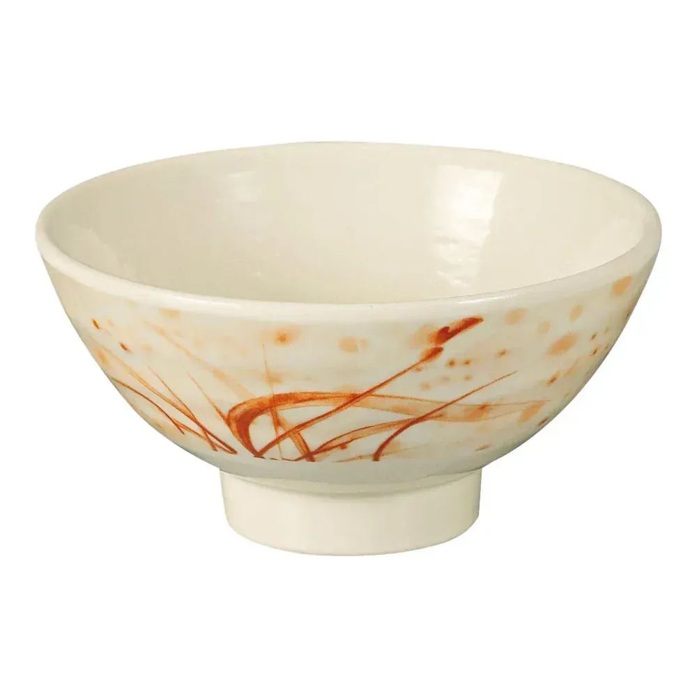 Durable melamine rice bowl by Yanco China with a rounded profile, perfect for sushi or grains in commercial catering, a stackable design.