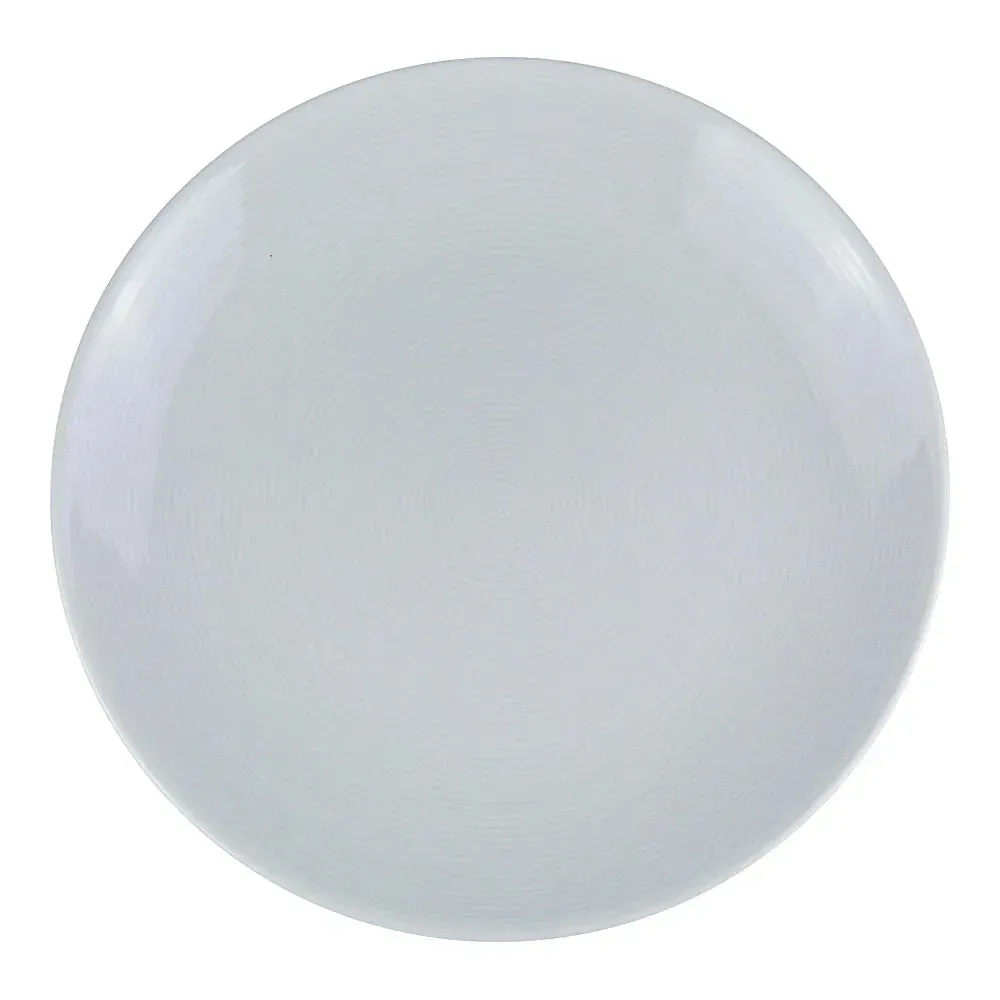 Small white chinaware coupe plate by Yanco China with a simple, rimless design, perfectly sized for serving appetizers or side dishes.