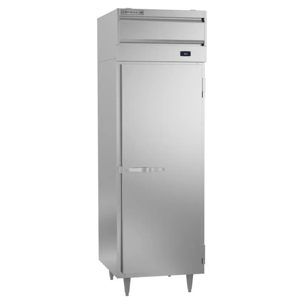 Single-section Beverage-Air reach-in heated cabinet with solid door, stainless steel design, keeping prepared dishes hot in high-volume kitchens.