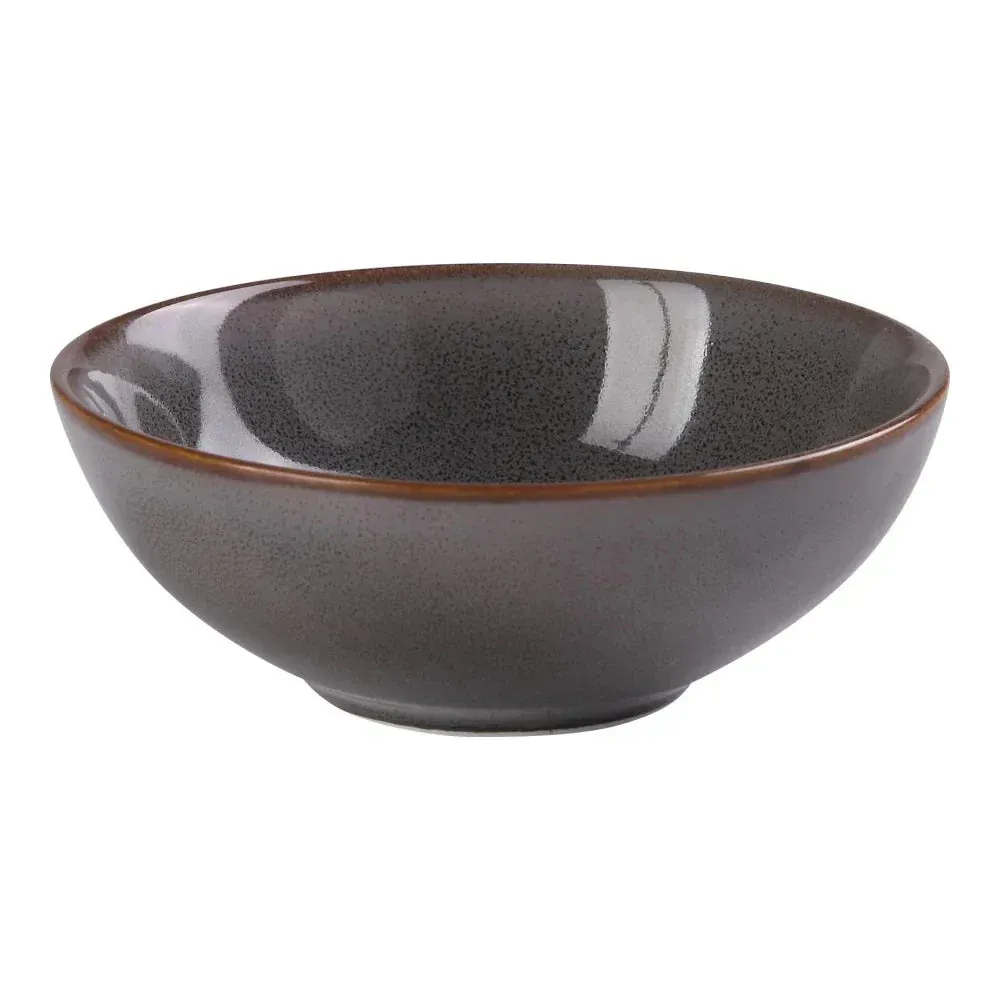 Petite gray Yanco China chinaware soup bowl, perfect for miso broth or small servings with contemporary matte finish.