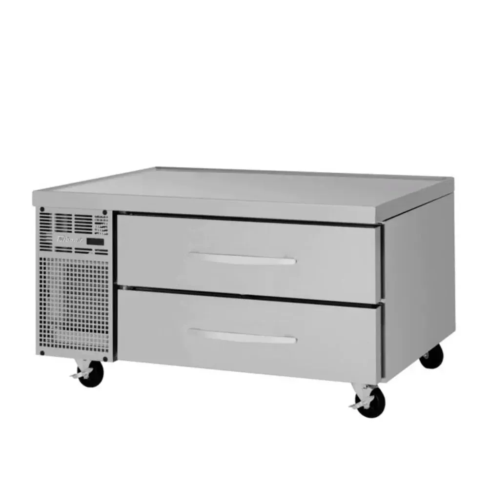 Forty eight inch one section pro series freezer chef base from Turbo Air, ideal for efficient cooling and sturdy support in compact kitchens.