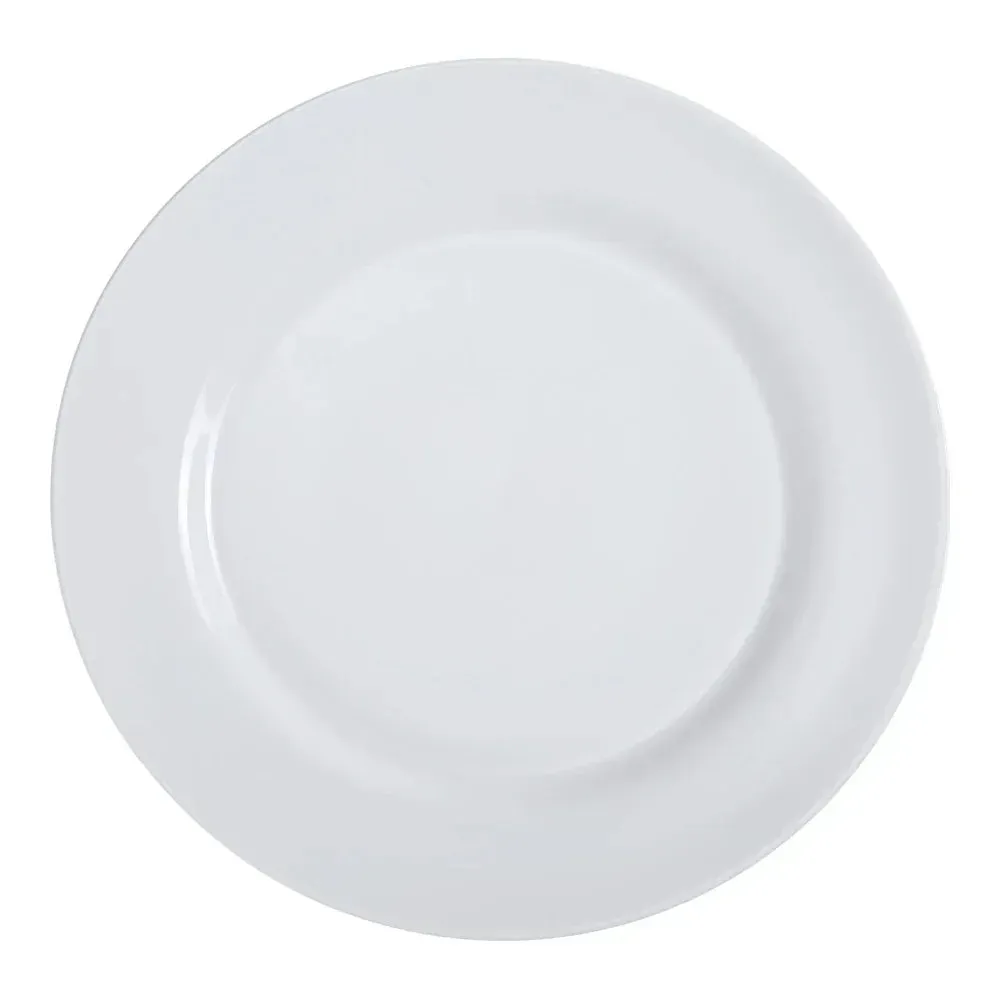 Yanco China classic white dessert plate versatile for serving salads, cakes, or appetizers in upscale hotels, restaurants, and catered events.