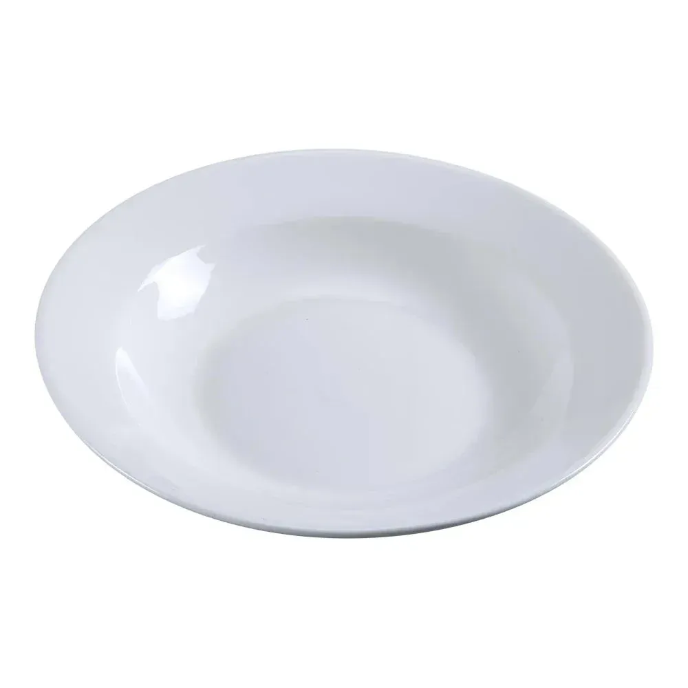 Yanco China classic white soup bowl versatile for broths, bisques, cereals, or stews in catering, hotels, restaurants, and upscale dining.
