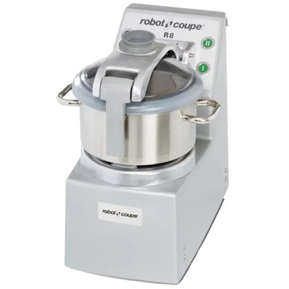 Robot Coupe space-saving stainless batch bowl food processor with mini bowl, perfect for small-batch sauces, purees, and emulsions in kitchens.