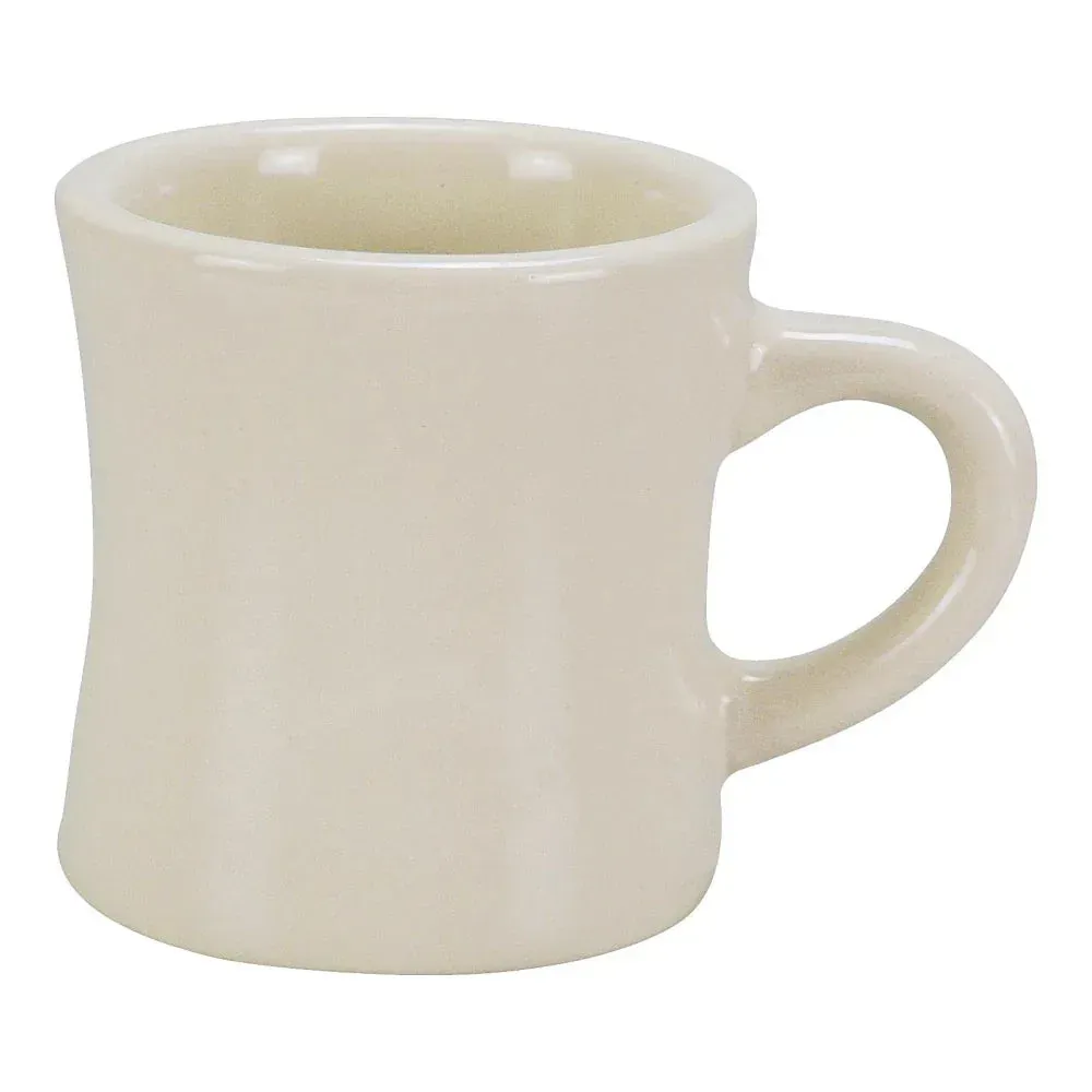 Yanco China white recovery hartford mugs for morning coffee or breakfast service, sturdy handle, microwave and dishwasher safe for busy cafés.