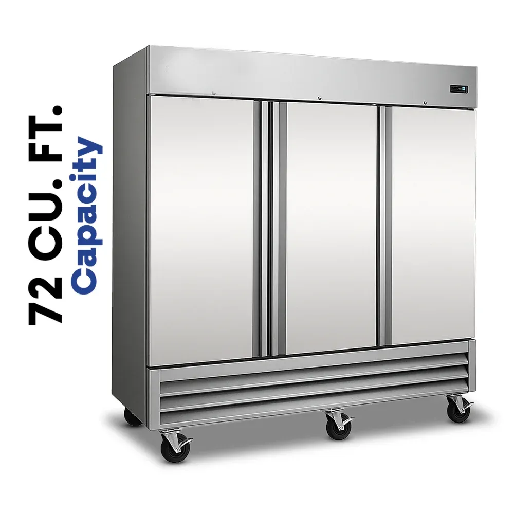 Serv-Ware RF3-HC 81" Reach-In Freezer, 3 Solid Doors, Stainless Steel, 230v/1ph, 72 cu.ft.