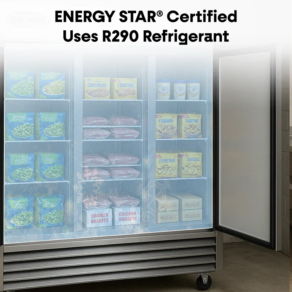 Serv-Ware RF3-HC 81" Reach-In Freezer, 3 Solid Doors, Stainless Steel, 230v/1ph, 72 cu.ft.