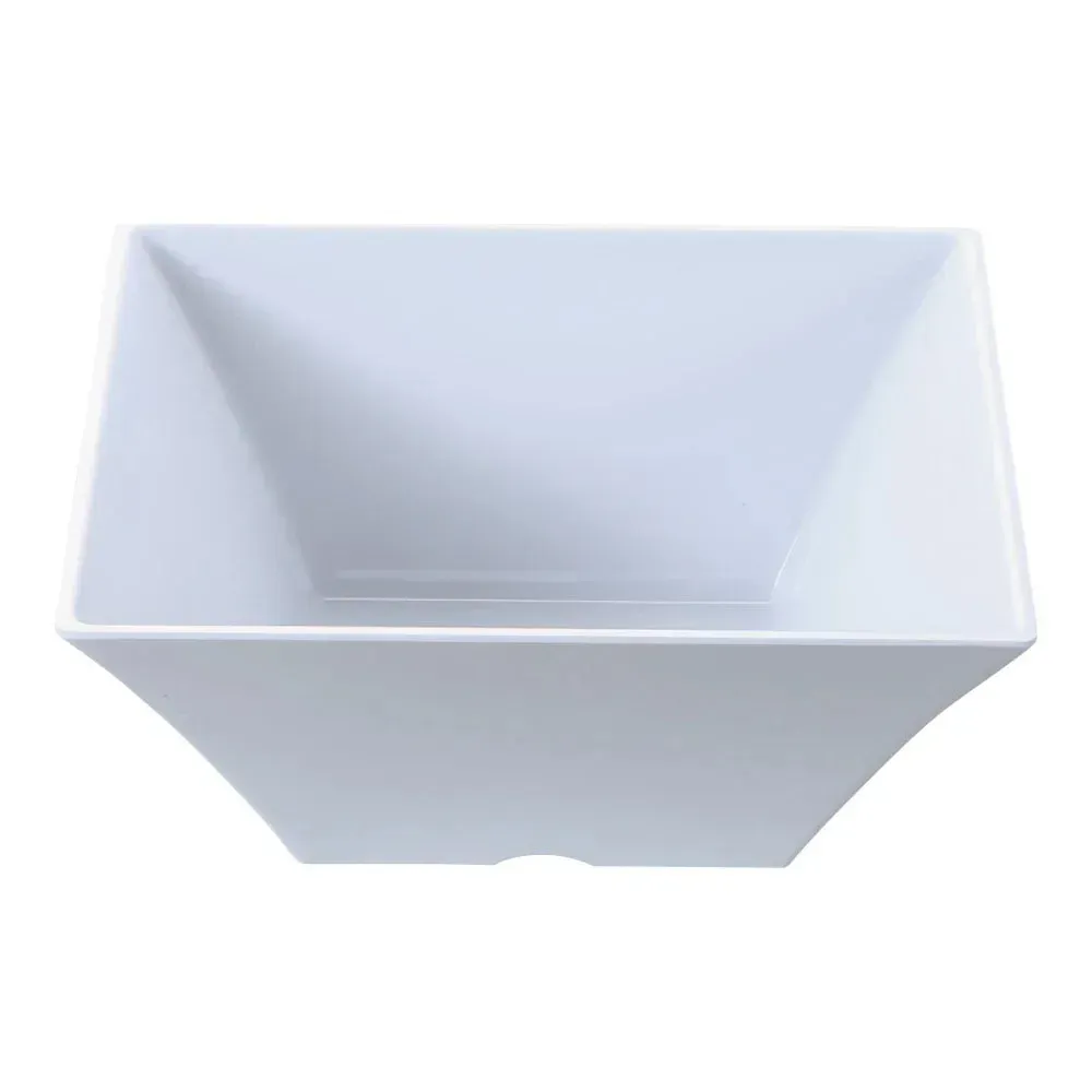 Yanco white melamine square Rome bowl, durable and practical, perfect for serving salads, soups, or side dishes in restaurants and cafes.
