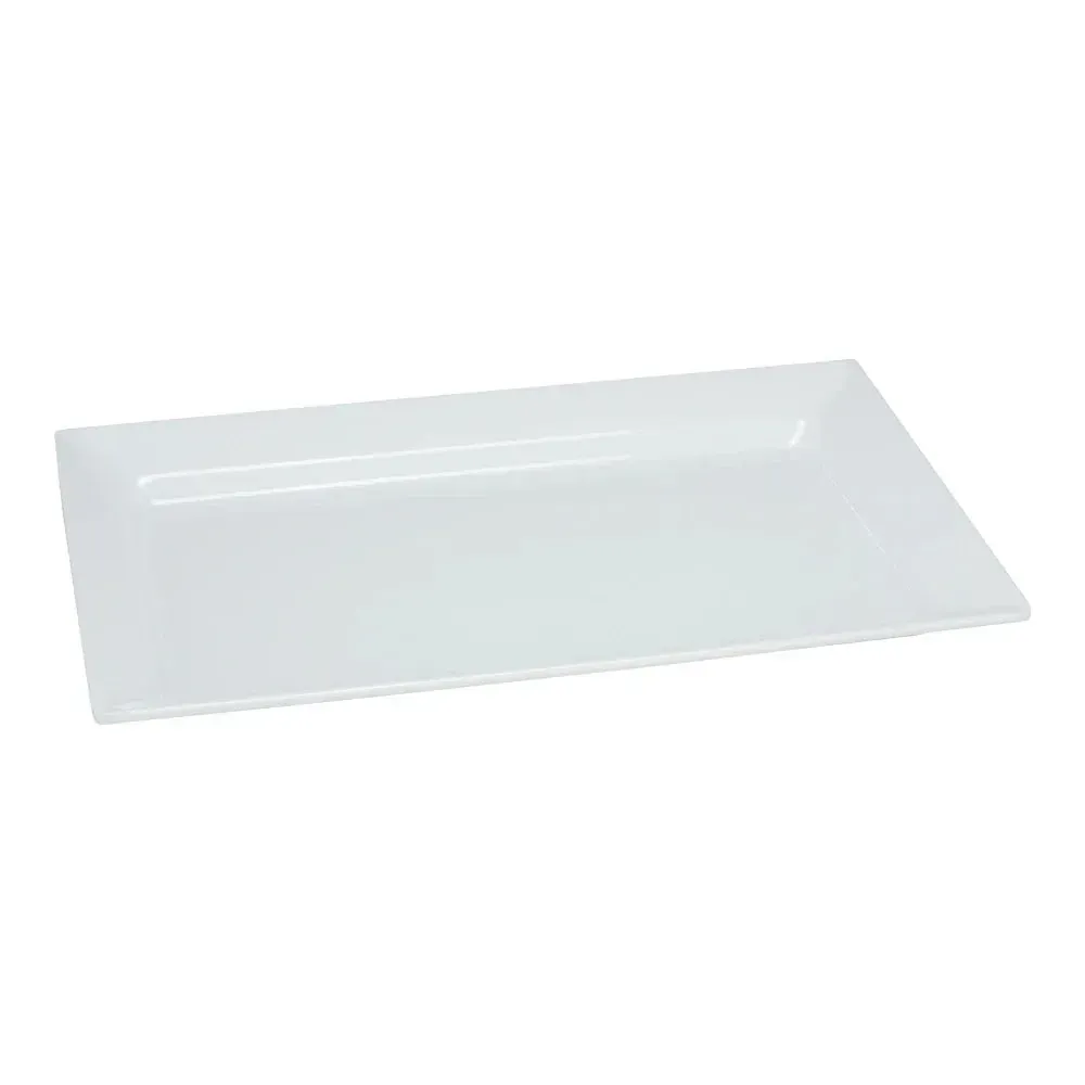 Yanco white melamine display Rome plate, practical and stylish, perfect for presenting appetizers, desserts, or sides in restaurants and cafes.