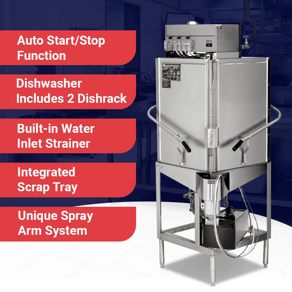 single-rack low-temp CMA dishwasher with efficient corner design, ideal for hotels, cafes, and catering kitchens needing quiet, compact sanitizing.