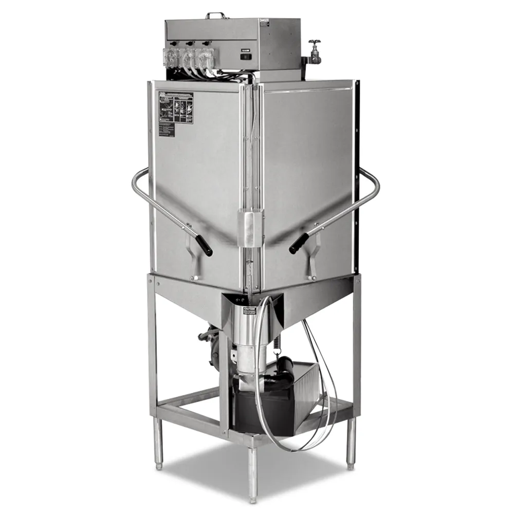 single-rack low-temp CMA dishwasher with efficient corner design, ideal for hotels, cafes, and catering kitchens needing quiet, compact sanitizing.