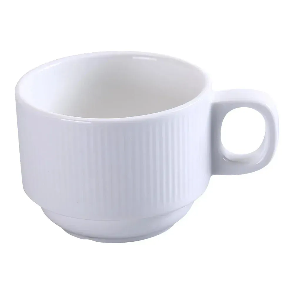Yanco China white coffee or tea cup suitable for hot beverages, combining timeless design and comfort for daily or special dining moments.