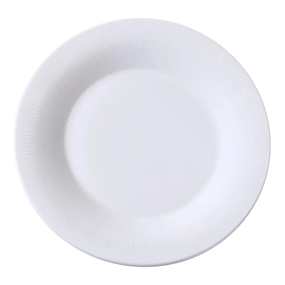 Yanco China round white salad or dessert plate ideal for small portions, featuring a clean and elegant design to suit any dining occasion.