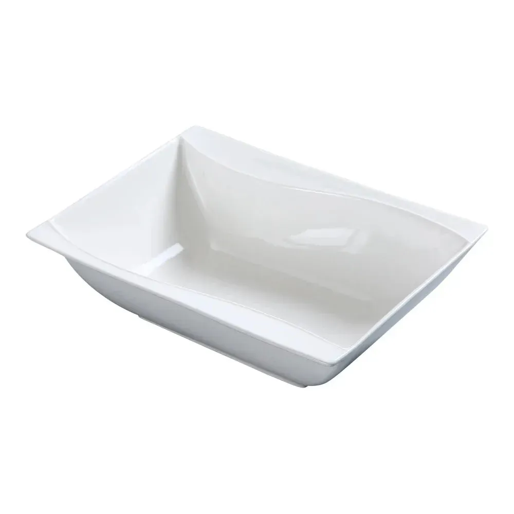 Yanco China square white ceramic bowl with smooth edges, ideal for serving soups or desserts, adding a refined and elegant touch to dining service.