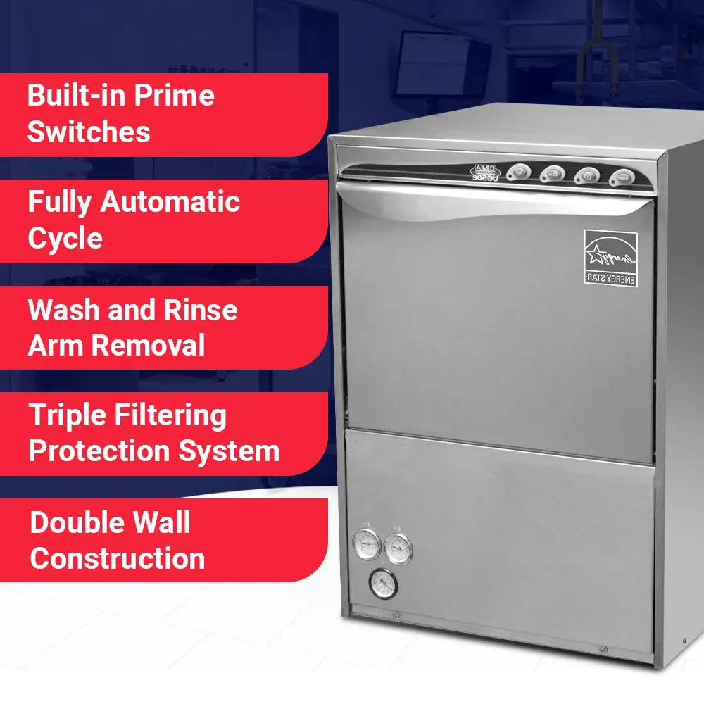 High-temp CMA undercounter dishwasher for sleek kitchens, compact yet powerful, sanitizing cookware fastideal for cafes, bistros, and hotel kitchens.