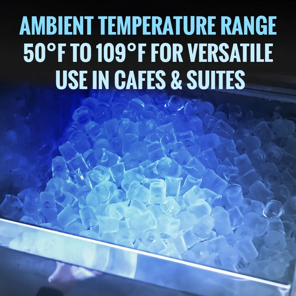 Ice-O-Matic air cooled undercounter gourmet cube ice machine with compact bin, efficient ice production for limited space kitchens.
