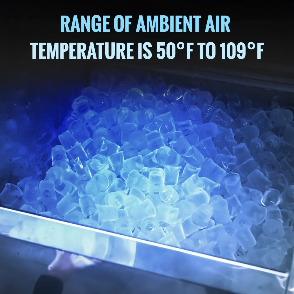 Ice-O-Matic air cooled undercounter gourmet cube ice machine with convenient storage bin, ideal for bars, restaurants, and cafes.