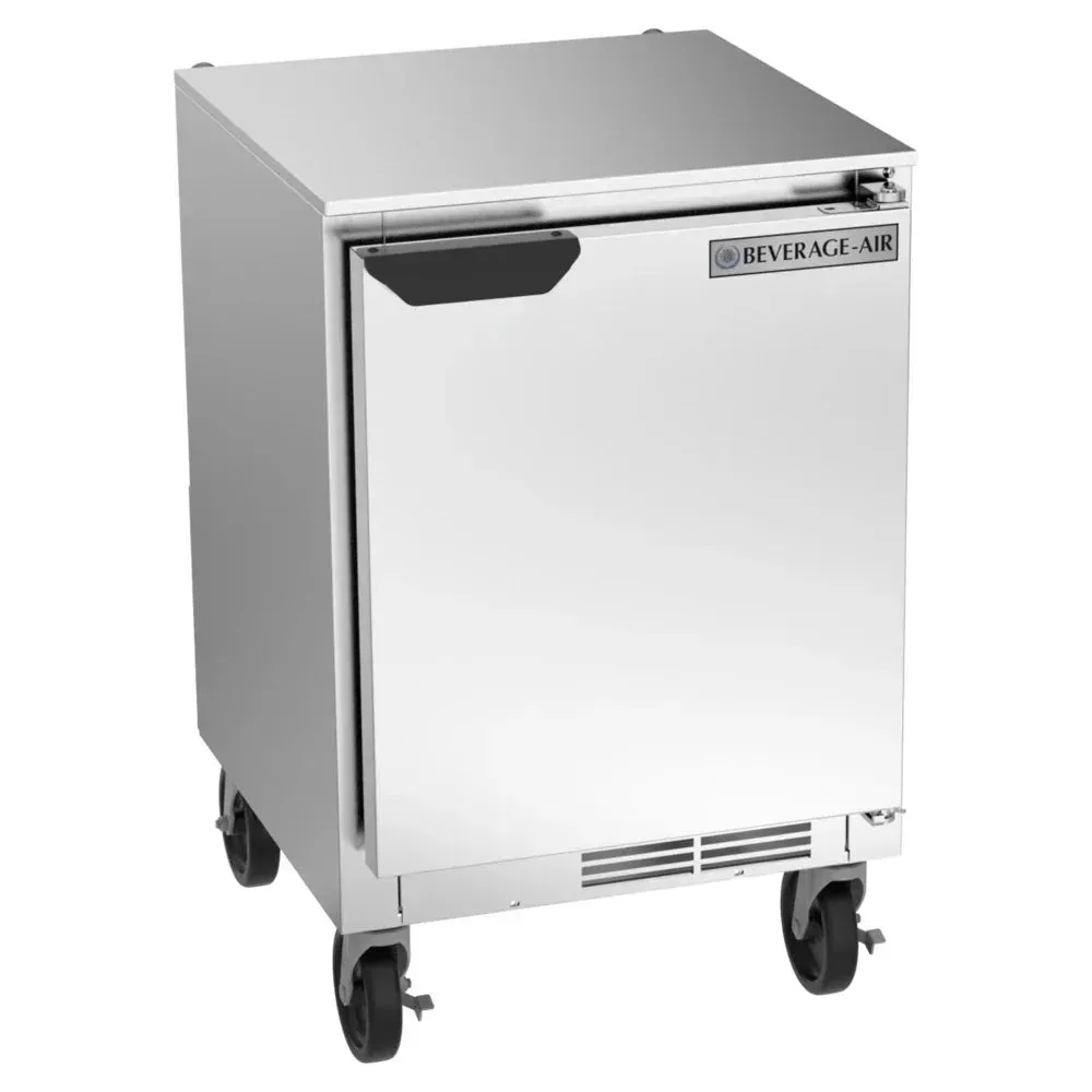 Ultra-compact low-profile undercounter refrigerator from Beverage-Air, ideal for hotel suites or cafes, keeping drinks and snacks cool and close.