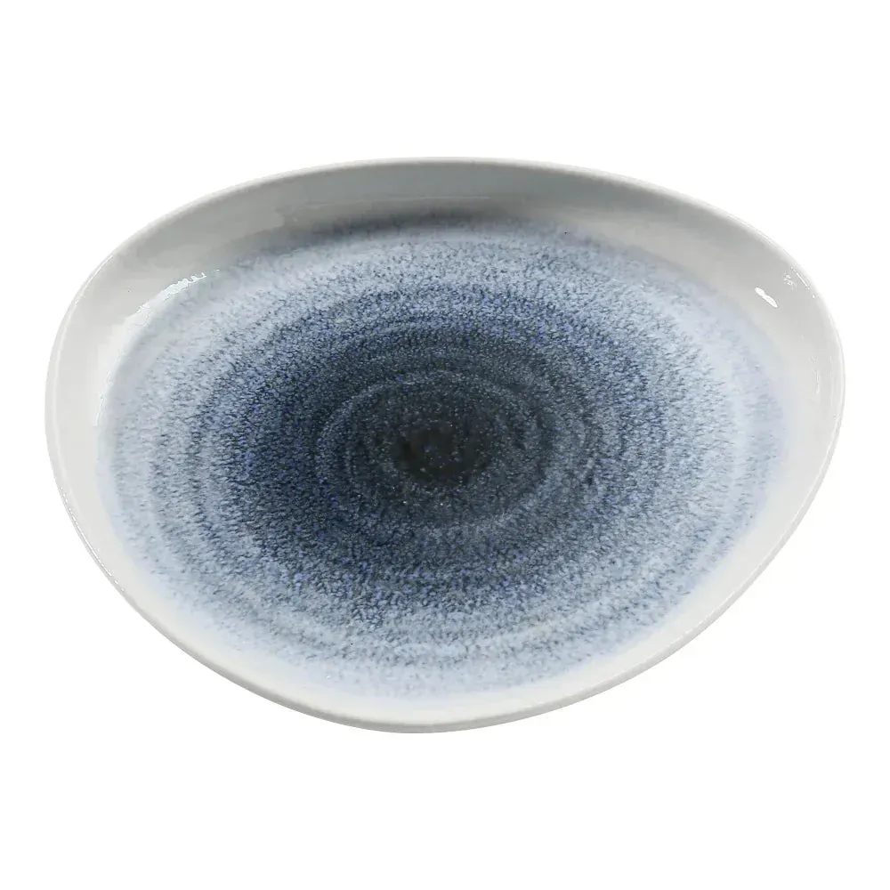 Yanco China white melamine triangle dinner plate, versatile for various dishes, blending elegance with contemporary table style.