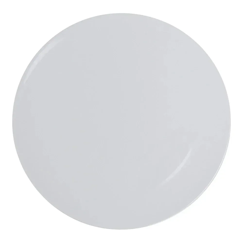 Yanco China white melamine round Venice pizza plate, perfect for serving pizza slices with durability and elegance for any occasion.