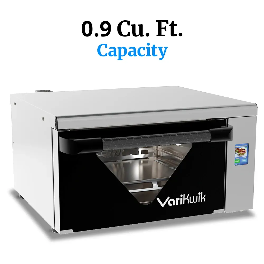 Cadco high-speed countertop convection oven for commercial kitchens, compact stainless steel, rapid baking, durable, catering bakery versatile.