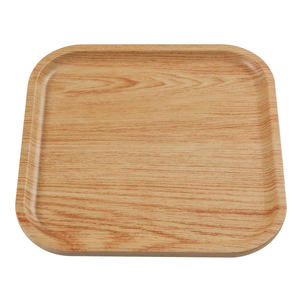 Yanco China golden oak square tray, ideal for individual portions or small dishes while adding elegance and charm to dining settings.