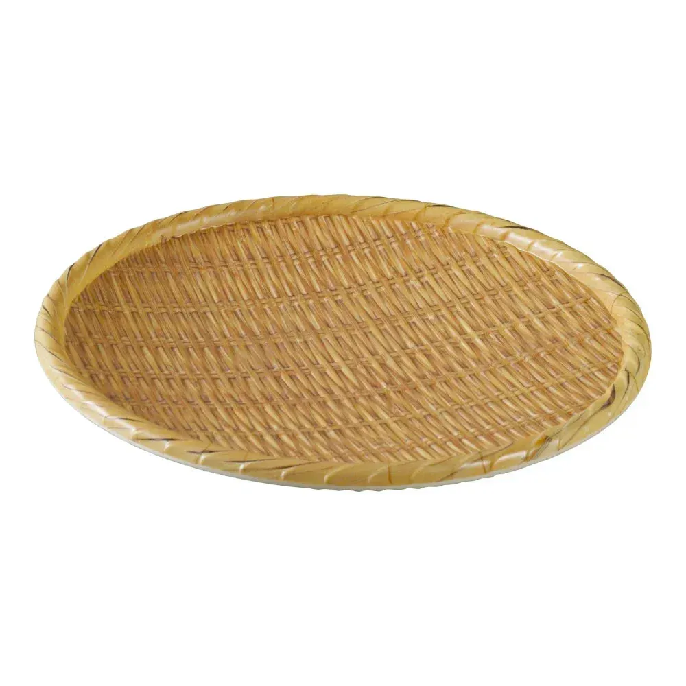 Yanco China round tray with realistic wooden design, perfect for casual dining, family meals, or cozy gatherings with styles.