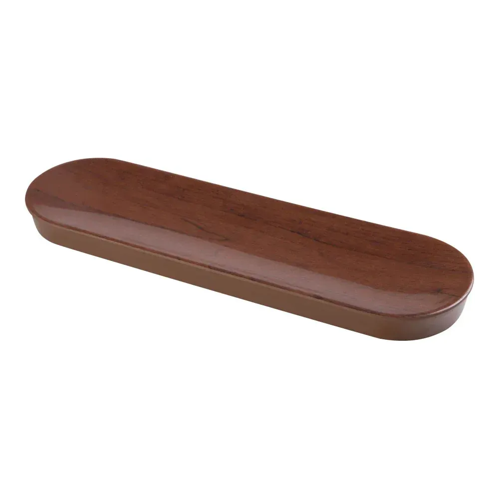 Yanco China melamine oblong wood-grain olive tray with realistic finish, great for stylish food display with a natural wooden look for events.