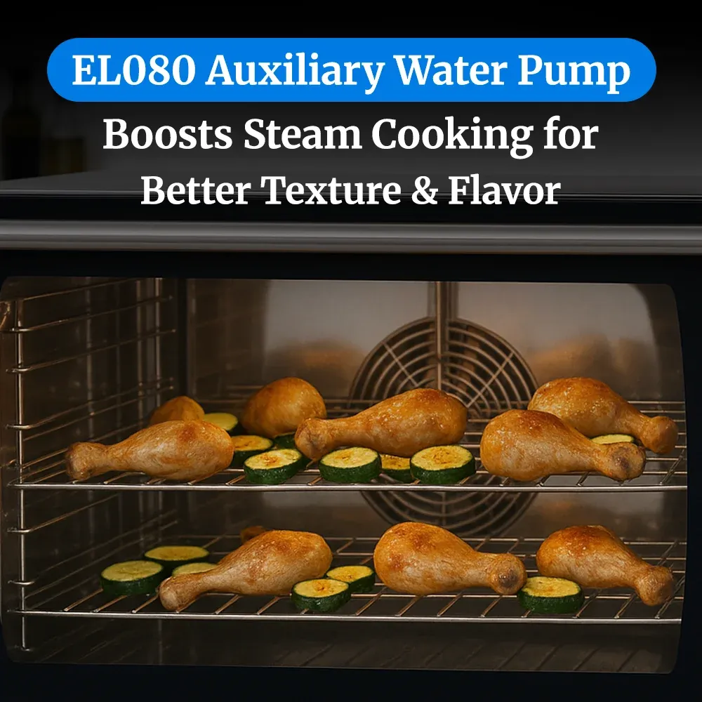 Cadco heavy-duty manual countertop convection oven with three half-size shelves, stainless body, compact, durable, and designed for catering service.