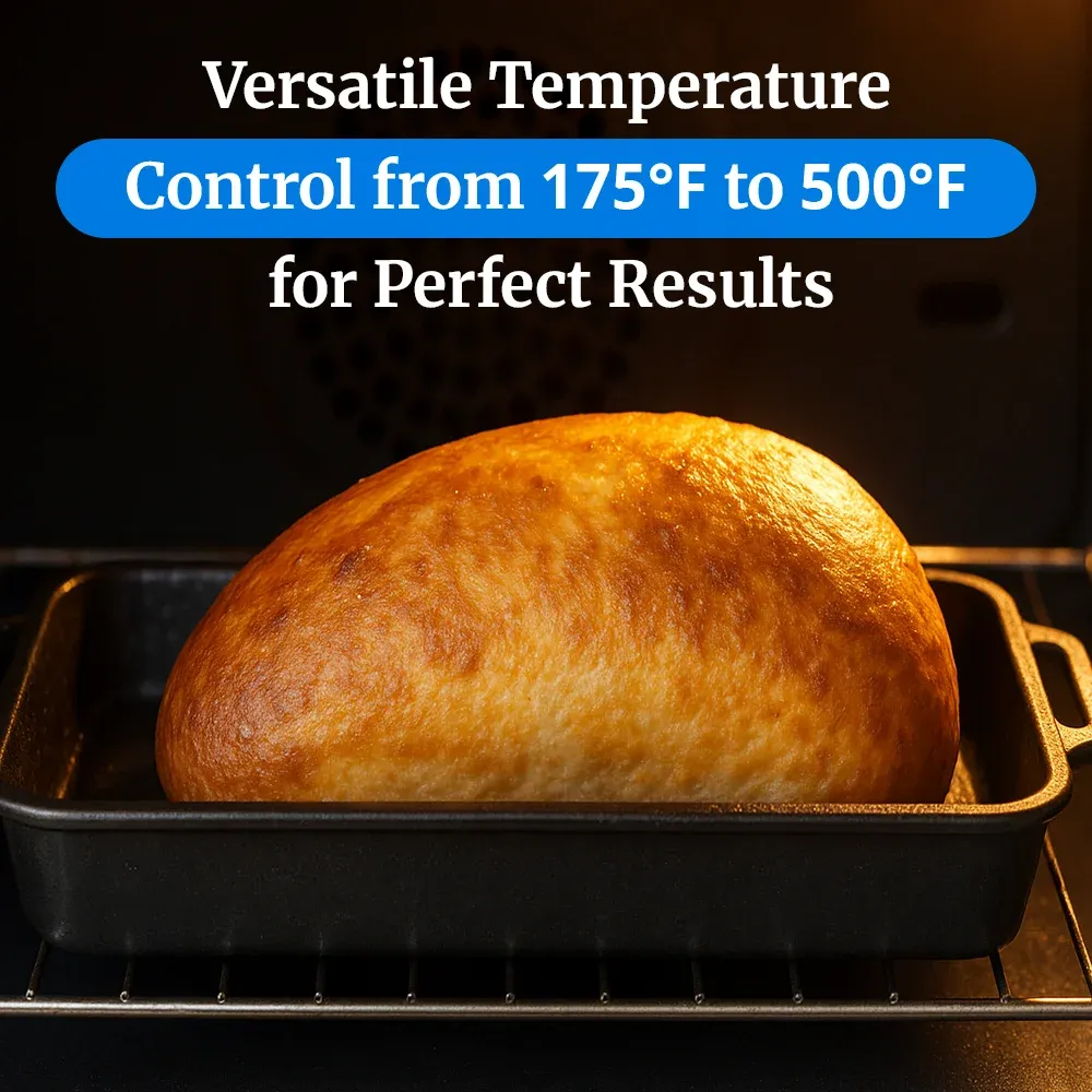 Cadco three-shelf half-size digital convection oven with LED control, stainless steel heavy-duty countertop commercial kitchen durable compact.