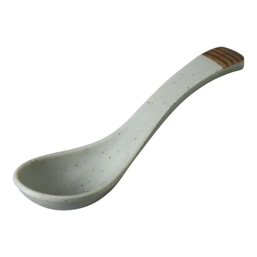 Yanco China melamine serving spoon with matte finish and sturdy build, ideal for serving soups, stews, rice, and prepared dishes easily.