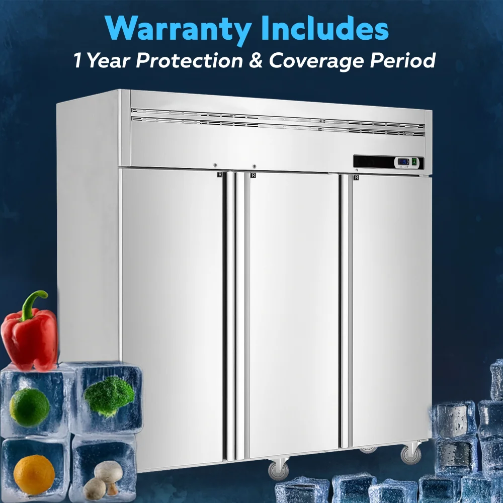 ChillCore Series 73" Reach-In Refrigerator, 3 Sections, Stainless Steel, 1 Year Warranty