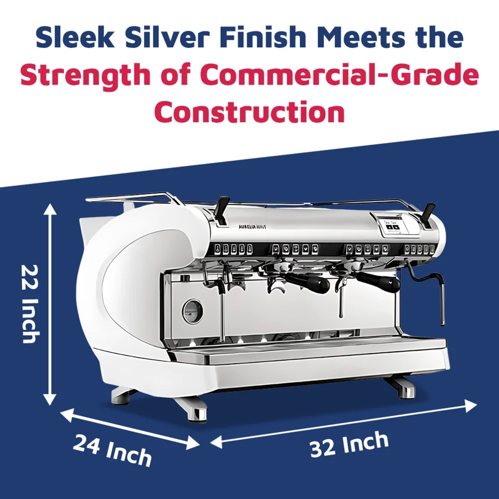 Nuova Simonelli two-group temperature-stable espresso machine with T3 tech and multi-boiler system delivers precise brewing in a compact café setup.