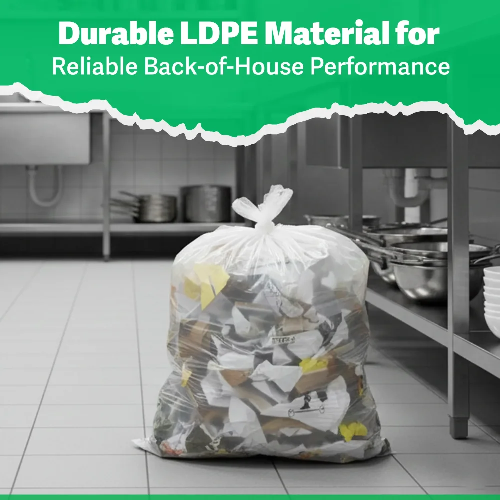 TrashGuard Series Low-Density Strong Gusset Trash Bag / Can Liner, 100 Bags/Case