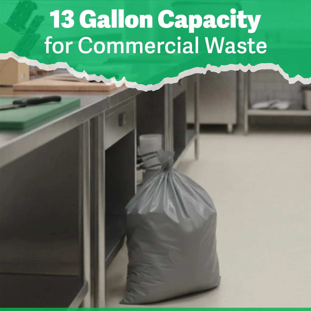 TrashGuard Series 13 Gallon Grey Low-Density Kitchen Trash Bag / Can Liner, Unscented, 100 Bags/Case