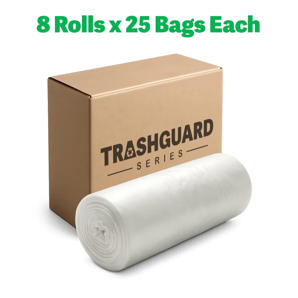 TrashGuard Series 56 Gallon 0.59 MIL 43" x 46" High-Density Clear Trash Bag / Can Liner, 200 Bags/Case