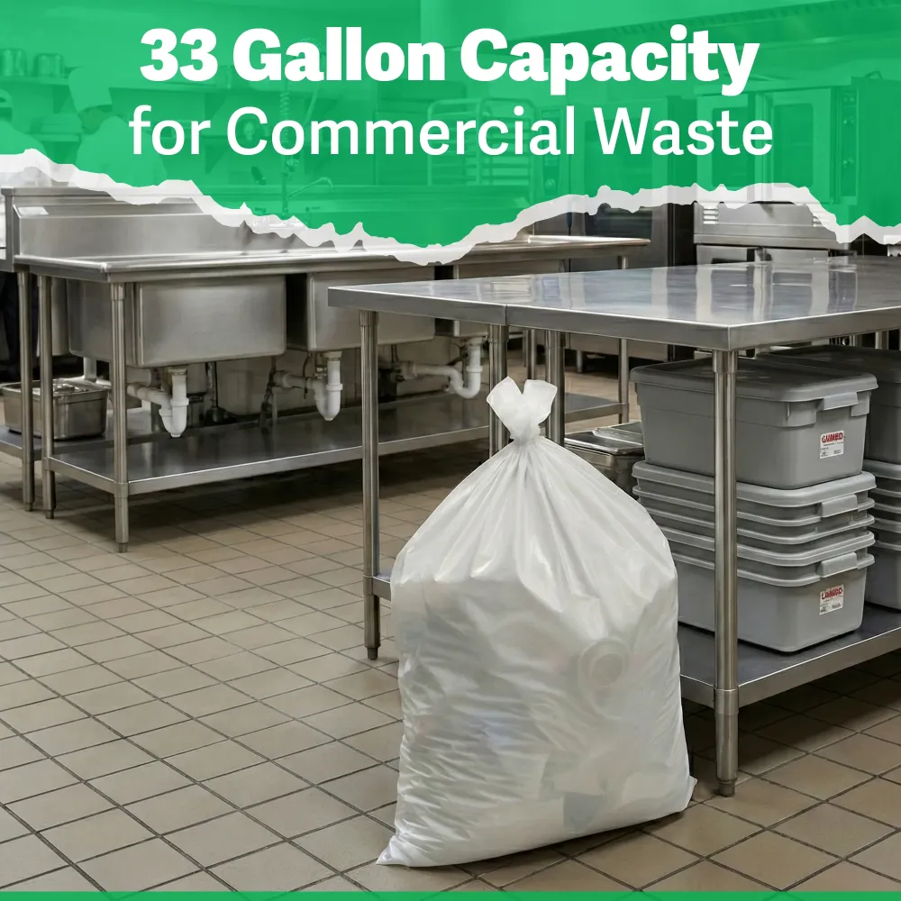 TrashGuard Series 33 Gallon 0.84 MIL 33" x 39" Low-Density White Trash Bag / Can Liner, 200 Bags/Case