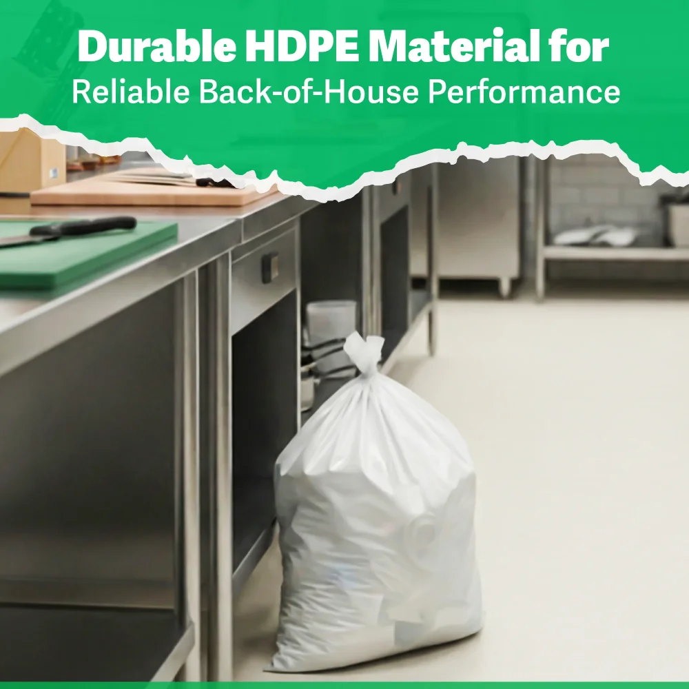 TrashGuard Series 16 Micron 33" x 40" High-Density Natural Trash Bag / Can Liner, 250 Bags/Case