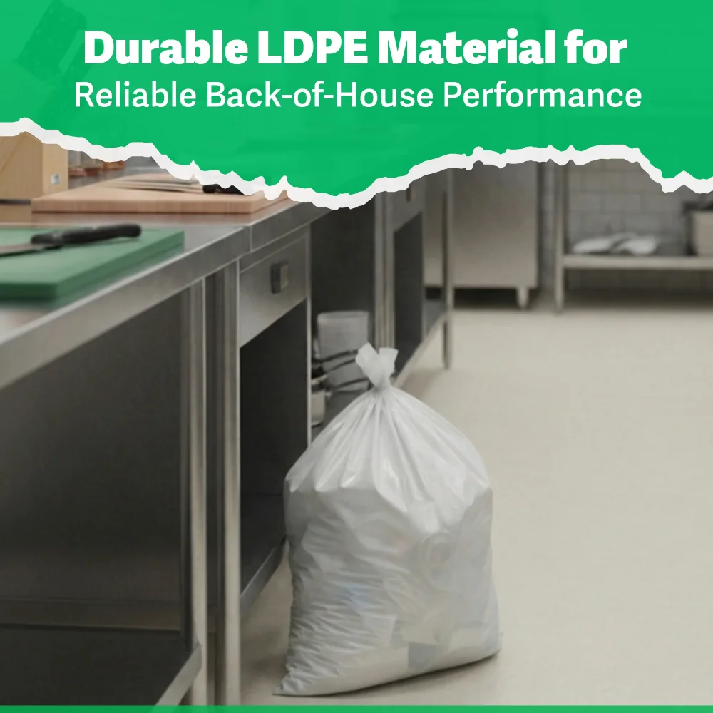 TrashGuard Series 0.50 MIL 24" x 32" Low-Density White Heavy Trash Bag / Can Liner, 500 Bags/Case