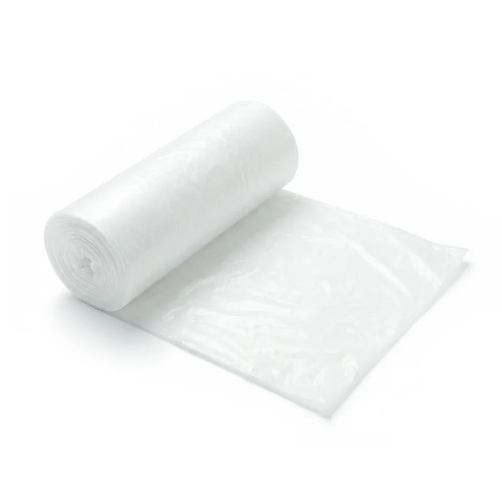 TrashGuard Series 40-45 Gallon 12 Micron 40" x 48" High-Density Natural Trash Bag / Can Liner, 250 Bags/Case