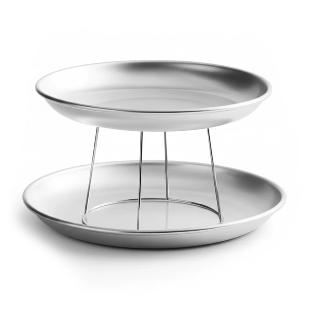 ServeCraft Series 2-Tier Seafood Tower Set with Large Aluminum Trays and Stand