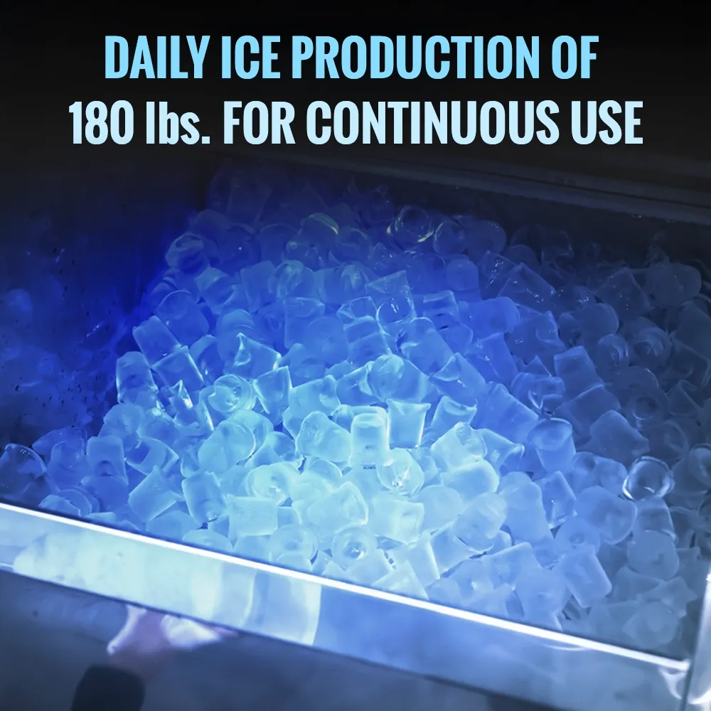 Ice-O-Matic floor model water cube ice dispenser with built-in storage, ideal for easy ice access in restaurants, bars, and cafes.